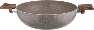 Rocky Granite Frying Pan, 30cm, Deep, Wooden Handles, Glass Lid - Brown product image 3