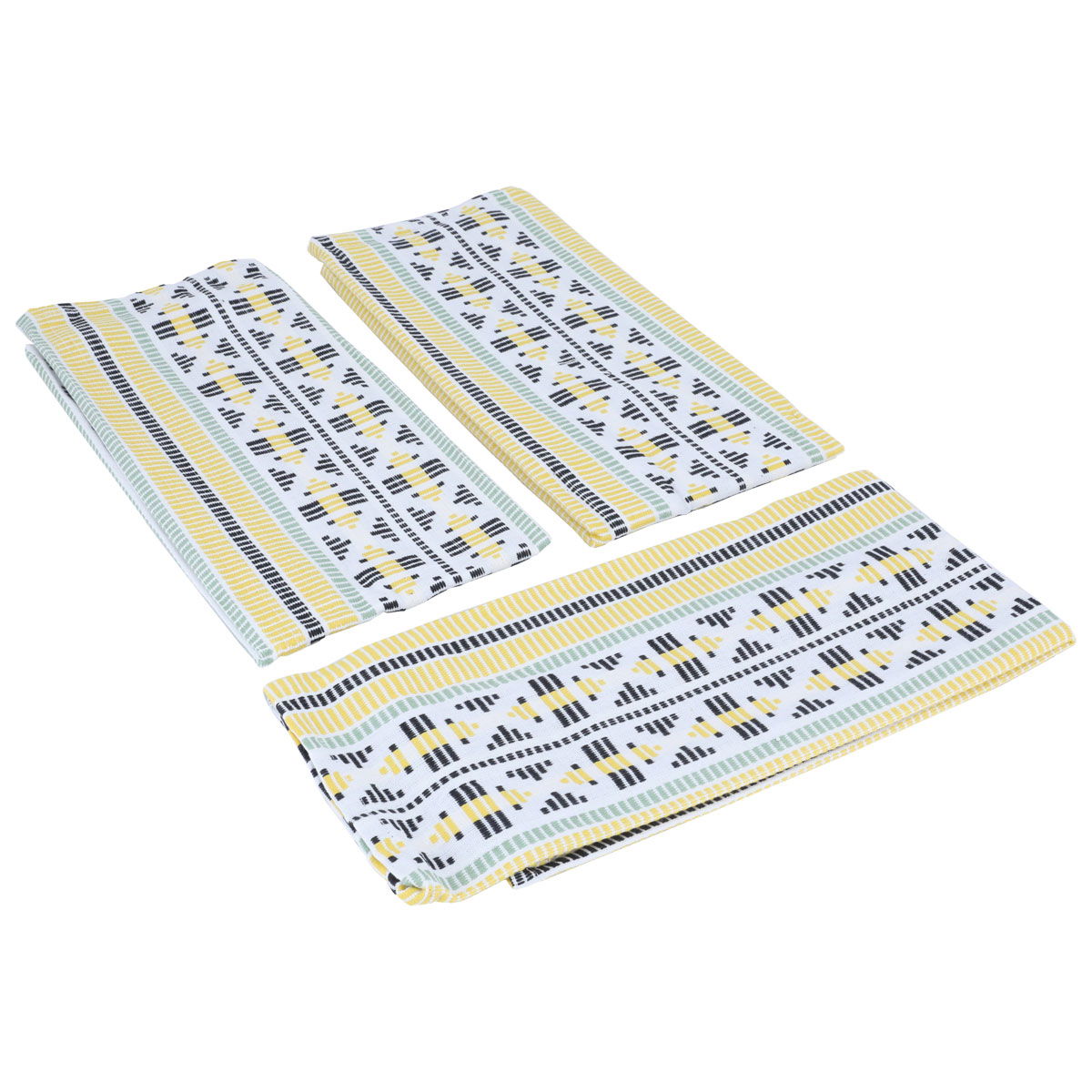 Al Saif Gallery Fabric Towel Holder Set, 3 Pieces - Yellow and White product image