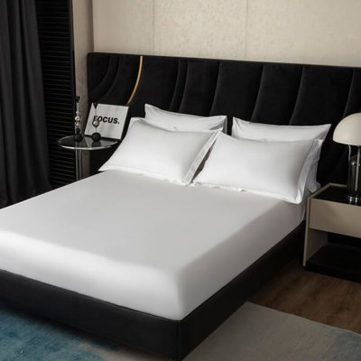 طقم مفرش فندقي قطن نداف، 7 قطع، 500 غرزة - أبيض product image 3