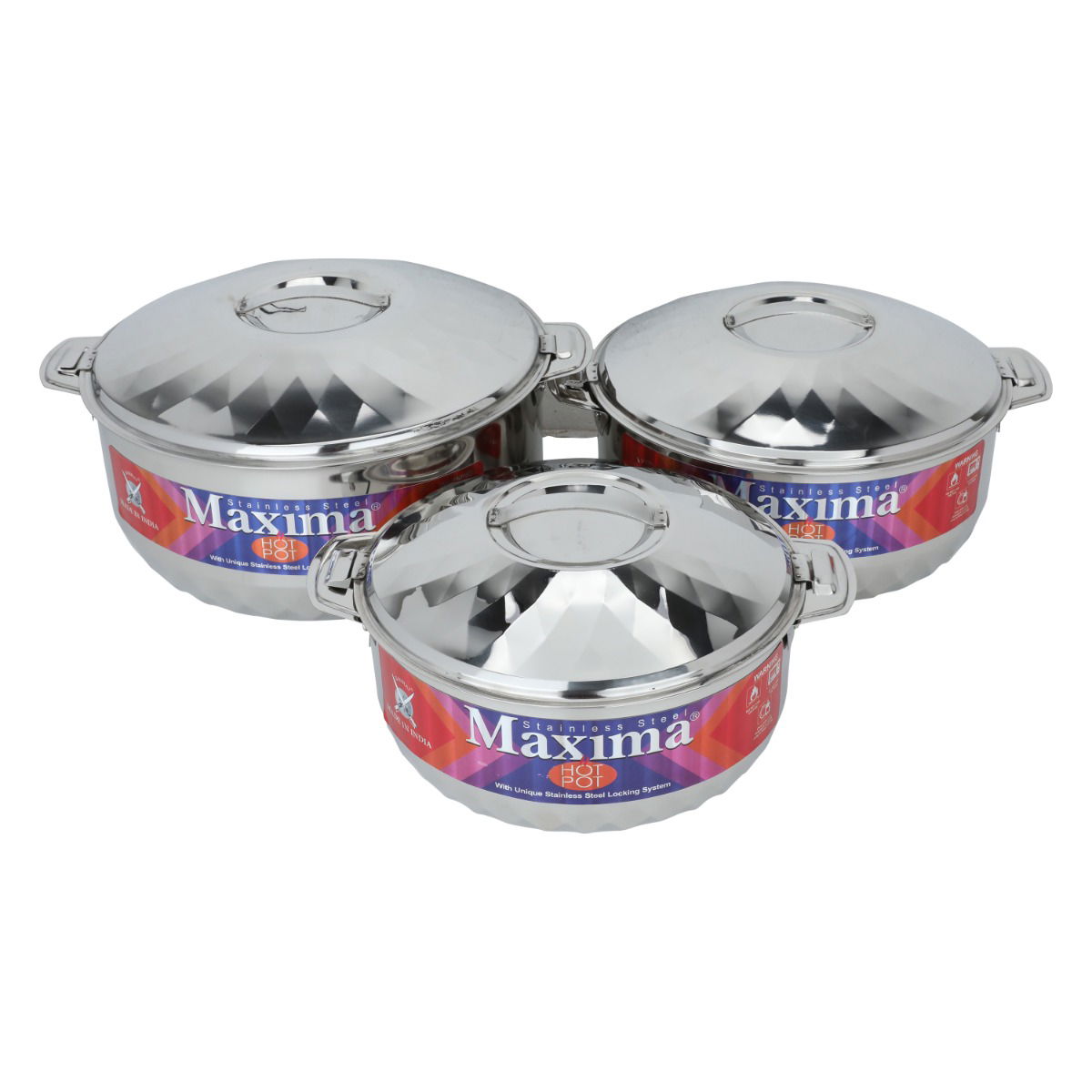 Al Saif Gallery Steel Food Container Set, 3 Pieces - Silver product image 2