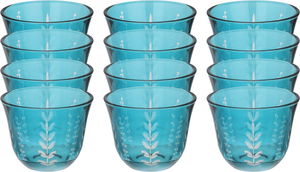 طقم فناجين قهوة سعودي زجاج السيف غاليري، 12 قطعة، مشجر - أزرق شفاف product image