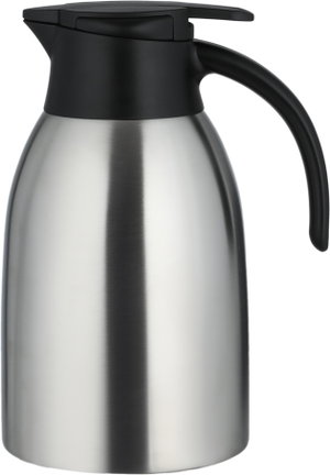 Aura Thermos, 1.6 Liter, Stainless Steel Inner Container, Stainless Steel/Plastic Outer Body, Push Button - Black/Silver product image 2