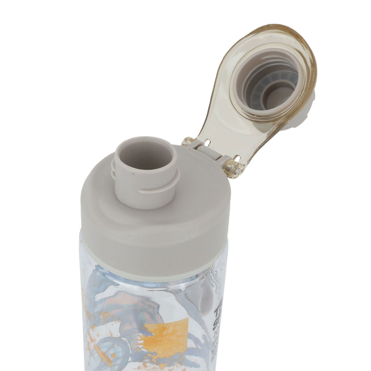 Al Saif Gallery plastic water bottle, drawing of a cyclist - transparent product image 3