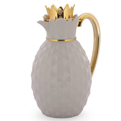 Al Saif Gallery Pineapple Everest Thermos, 1 liter, thermal glass inner container, plastic outer shell - light beige product image 1
