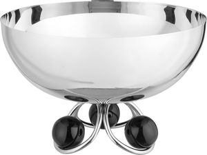 Al Saif Gallery Stainless Steel Serving Bowl, 24x24x15 cm, Round, Base - Silver Black product image