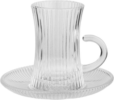 طقم بيالات و فناجين زجاج البيت الذهبي، 36 قطع - شفاف product image 3