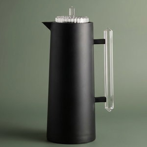 Glory Lean Thermos, 1 Liter, Glass Inner Container, Push Button, Transparent Handle - Black product image