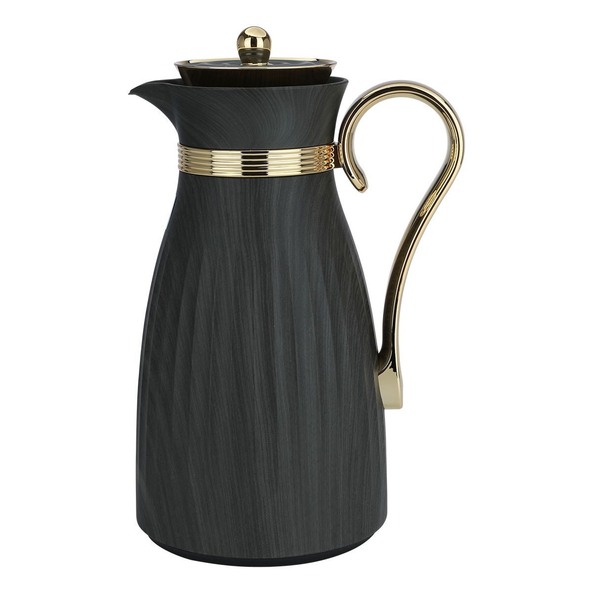 Al Saif Gallery Danat thermos set, 1/0.75, thermal glass inner shell, plastic outer shell, 2 pieces - black gold product image 2