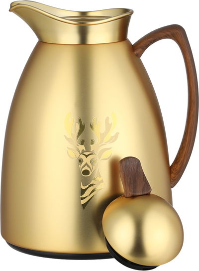 طقم ترامس سيف بلص، 0.7 / 1 لتر، خامة داخلية زجاج، غطاء ضغاط - ذهبي خشبي product image 5