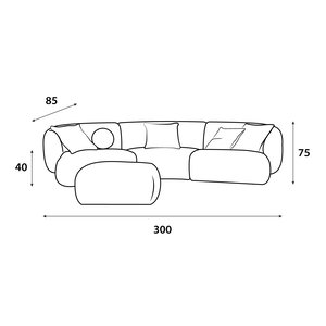 Modern Swedish wood sofa, 300x85x40 cm, boucle fabric - light beige product image 2