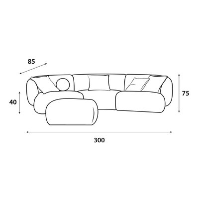 Modern Swedish wood sofa, 300x85x40 cm, boucle fabric - light beige product image 2