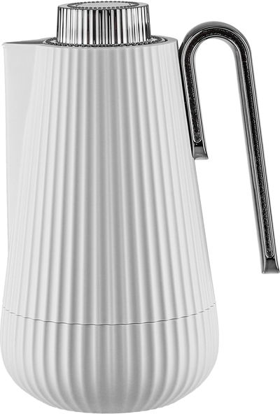 Glory Sumo Thermos, 1 liter, nickel handle, glass interior, push-button - light gray, glossy black product image 1