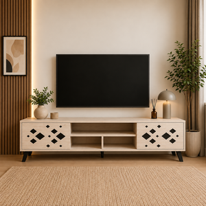 طاولة تلفزيون لومير، 40×180×45 سم، خشب MDF، أدراج - بيج أسود product image