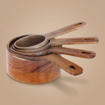 Al Saif Gallery Wooden Measuring Cups Set, 60/80/125/250 ml, 4 Pieces - Brown product image 1
