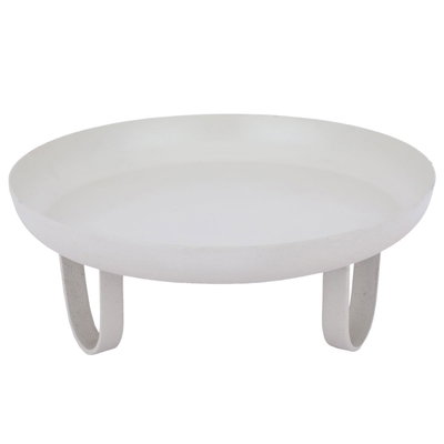 Al Saif Gallery painted iron serving stand, 20.5 x 20.5 x 8 cm, round, with legs - light gray product image 1