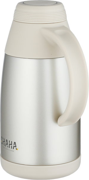 Shaha Thermos, Stainless Steel Inner Container, 0.8 Liter, Self-Service, Push-Button - Matte Silver Cream product image 2