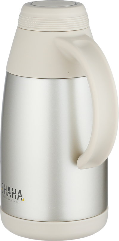 Shaha Thermos, Stainless Steel Inner Container, 0.8 Liter, Self-Service, Push-Button - Matte Silver Cream product image 2