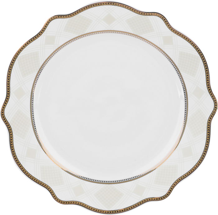 Alsaif gallery Porcelain Dinner Set, 24 Pieces, Round Shape with Beige Rim - White Gold product image 4