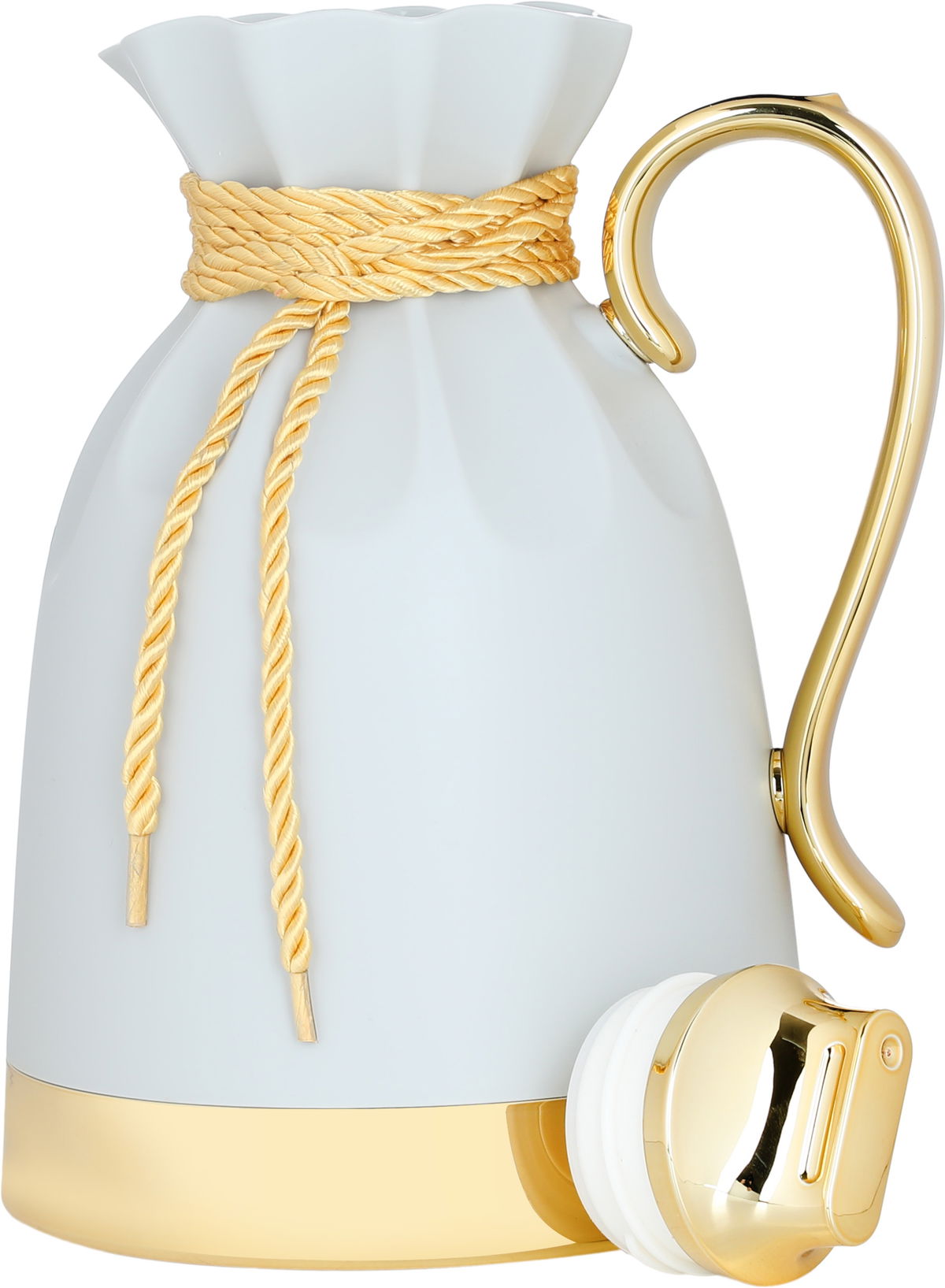 Everest Balqis Thermos, 1 liter, golden handle, thermal glass inner shell, plastic outer shell - light gray product image 2