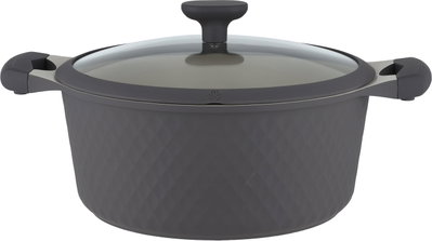 طقم قدور داي كاست الومنيوم روبوست، 7 قطع، غطاء زجاج، يد سيليكون - رمادي غامق product image 6