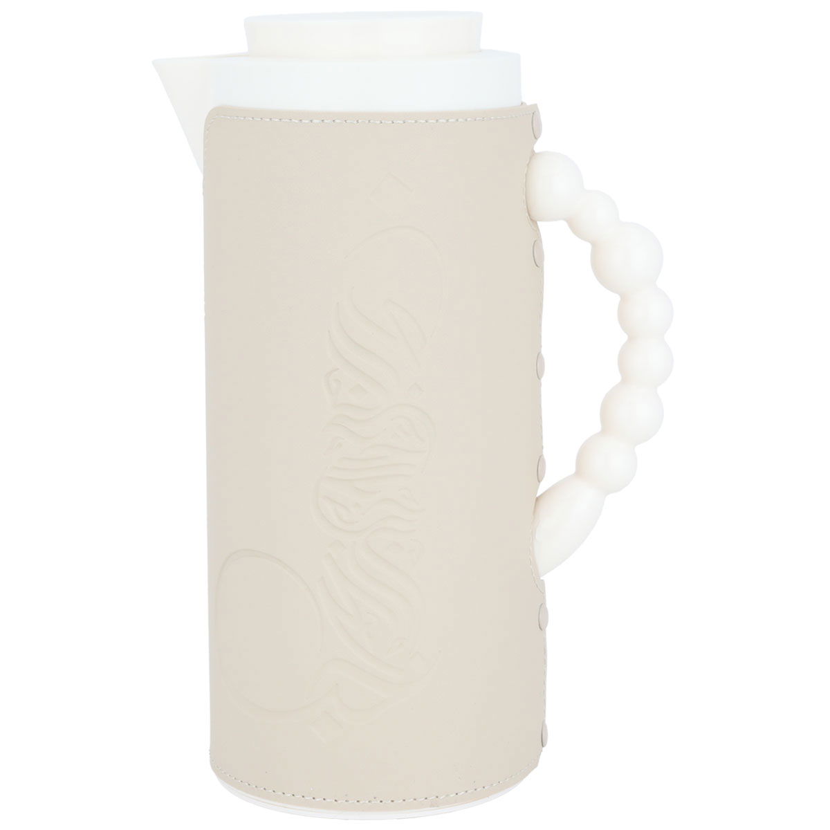 Al Saif Gallery Royal 7 glass thermos, 1 liter, plastic outer shell with leather cover - white product image