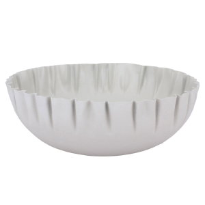 Al Saif Gallery Plated Iron Serving Bowl, 19.5 x 19.5 x 6.7 cm, Deep, Round - Light Gray product image