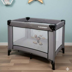 سرير اطفال فان مومنت، 100×70 سم، قابل الطي - رمادي product image