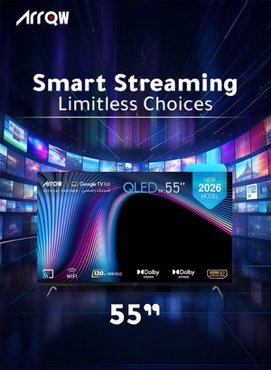 ARRQW RO-55LCQ120 55-inch Frameless Smart TV, QLED, 4K UHD, Google TV System - Black product image 2
