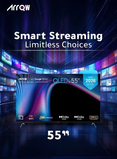 ARRQW RO-55LCQ120 55-inch Frameless Smart TV, QLED, 4K UHD, Google TV System - Black product image 2