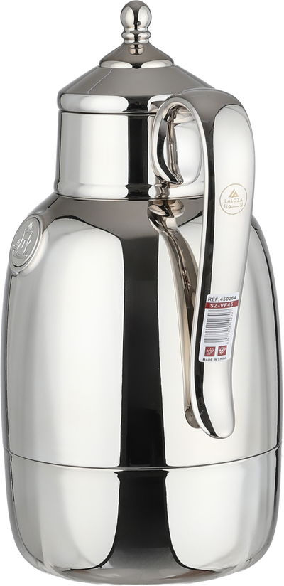 Lalooza Bran Thermos Set, 0.7/1 Liter, Glass Interior, Push-Button Lid - Shiny Silver product image 3