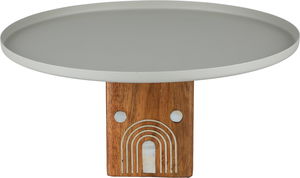 ستاند تقديم ستانلس استيل السيف غاليري، 30.5x30.5x16 سم، قاعدة خشب - بيج خشبي product image