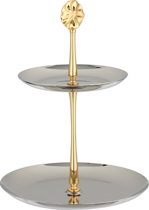 شيالة تقديم ستانلس استيل السيف غاليري، 20 / 14.5 سم، دائري، 2 دور، مسكة يد - فضي ذهبي product image 2