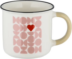 Al Saif Gallery Porcelain Mug, 350ml, Heart Pattern with Black Rim - White Pink product image 2