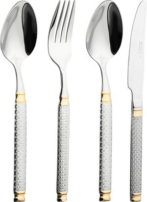 Al Saif Gallery Stainless Steel Cutlery Set, 24 Pieces - Silver Gold product image