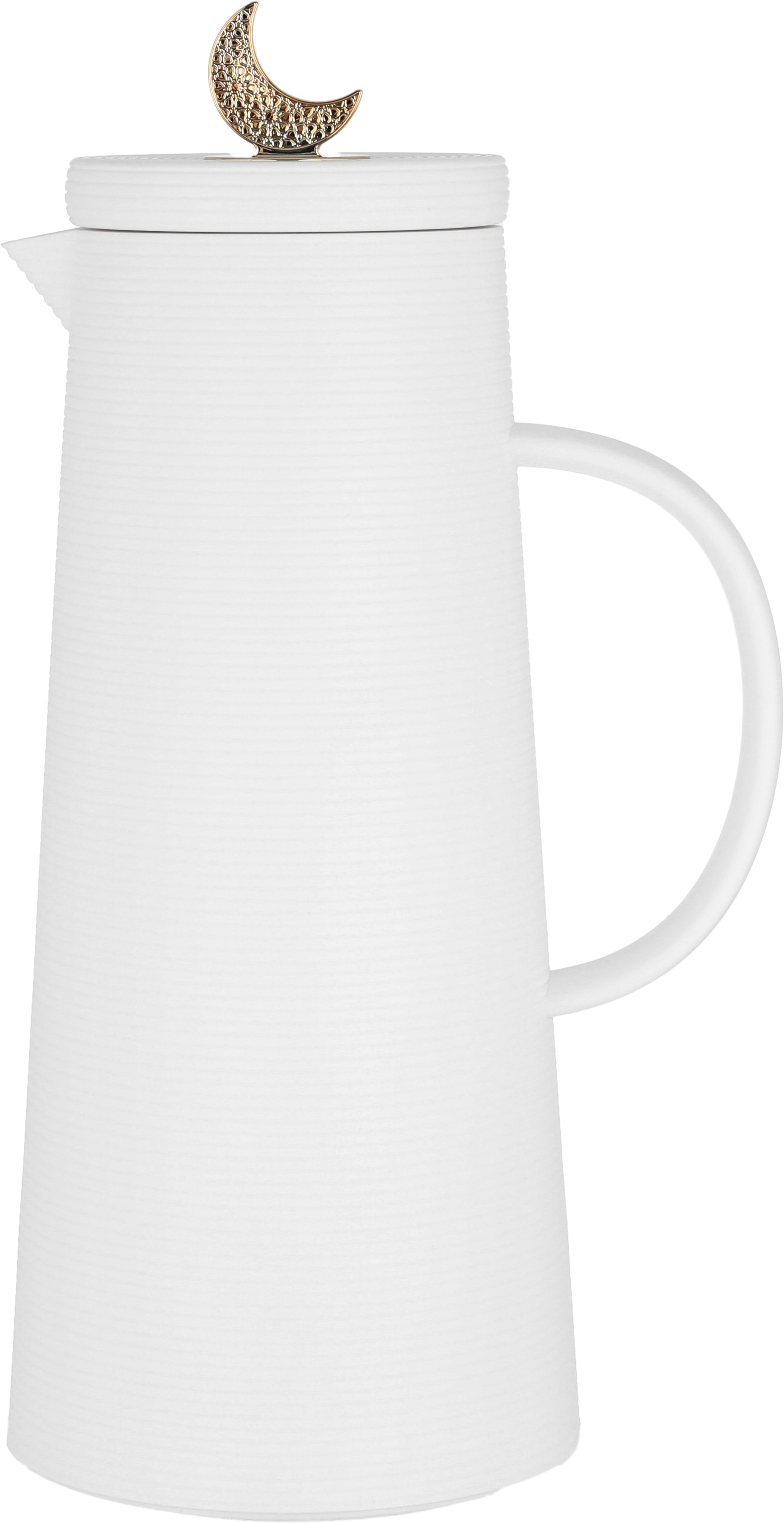Al Saif Gallery Royal 8 thermos crescent lid, 1 liter, glass inner container, plastic outer shell - white product image 1