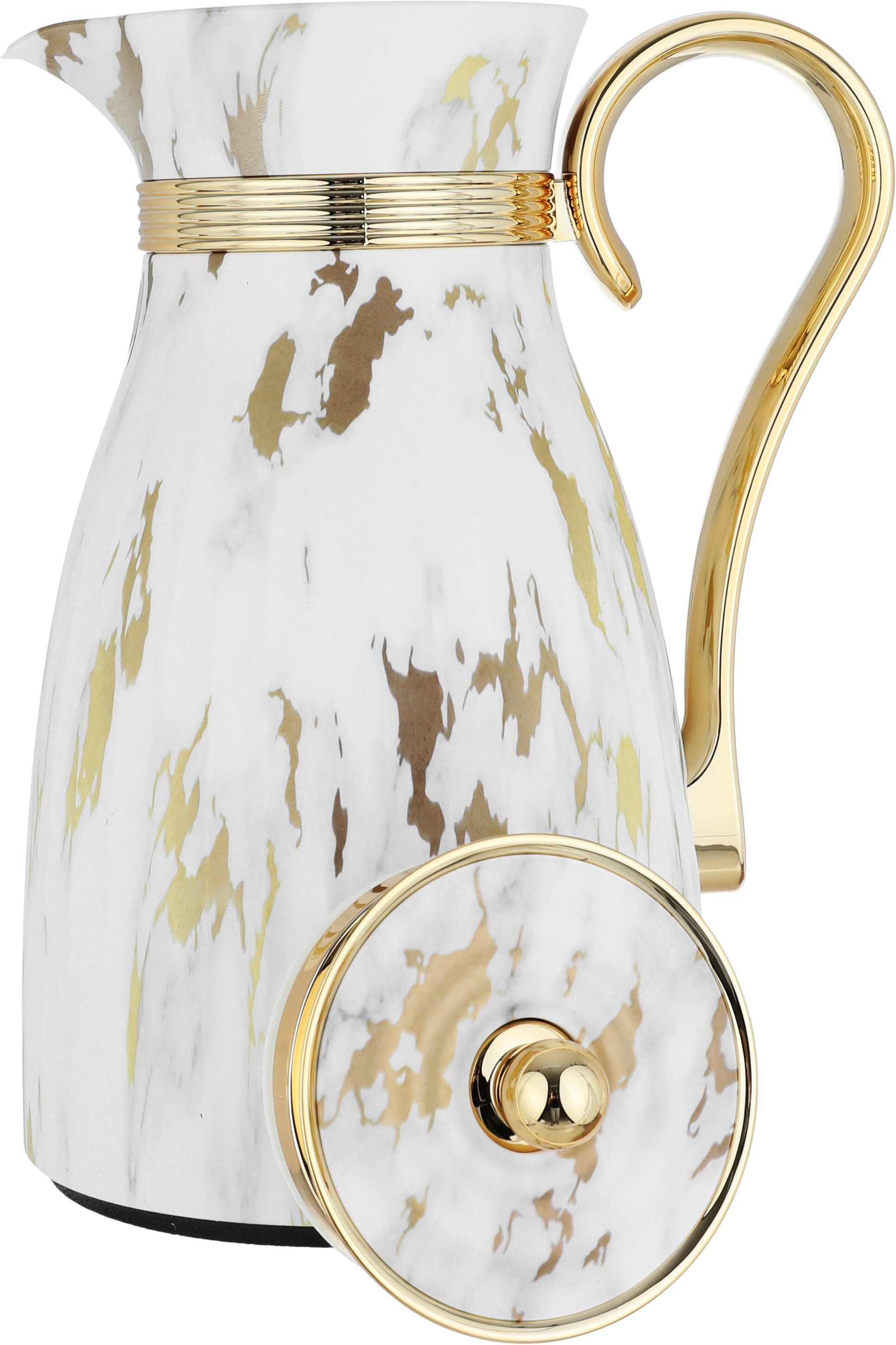 Al Saif Gallery Danat thermos set, 1/0.7 liter, golden handle, 2 pieces, thermal glass inner shell, plastic outer shell - white product image 5