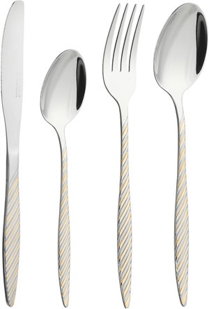 Al Saif Gallery Stainless Steel Cutlery Set, 24 Pieces - Silver Gold product image