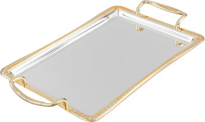 Al Saif Gallery Stainless Steel Serving Tray, 3 Pieces, Rectangle - Silver Gold product image 2