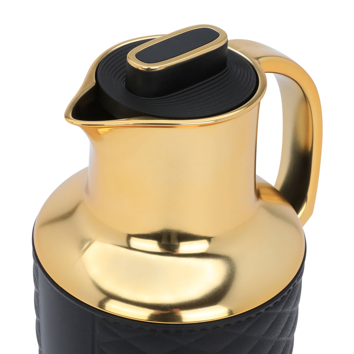 ترمس لارا زجاج تايملس، 1 لتر، هيكل خارجي بلاستيك - أسود ذهبي product image 4