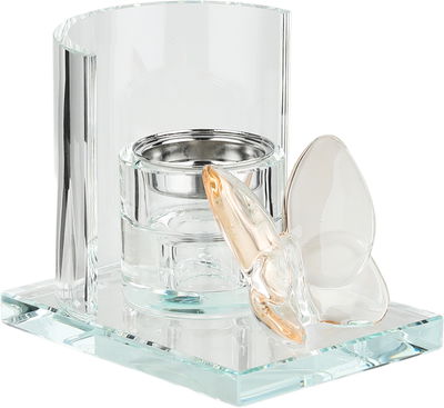 مبخرة زجاج السيف غاليري، قاعدة مزينة فراشة عسلي، 12x9x10 سم - شفاف product image 3