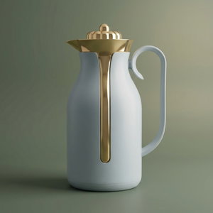 Timeless Rayana Thermos, 1 liter, golden lid, thermal glass inner shell, plastic outer shell - light gray product image
