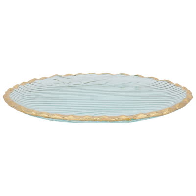 Al Saif Gallery glass plate, 1.6 x 21 cm, round with gold rim, small - transparent product image 2