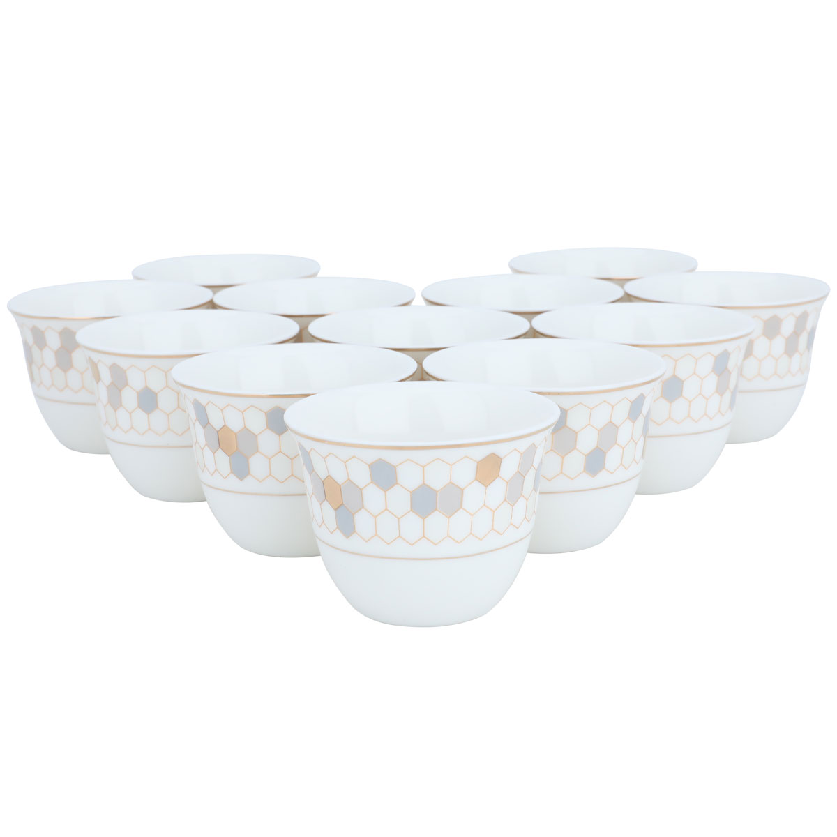 Al Saif Gallery Porcelain Arabic Coffee Cups Set, 12 Pieces, 90 ml - White product image 2