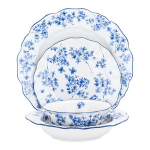 طقم عشاء بورسلان مشجر أزرق السيف غاليري، 24 قطعة - أبيض product image