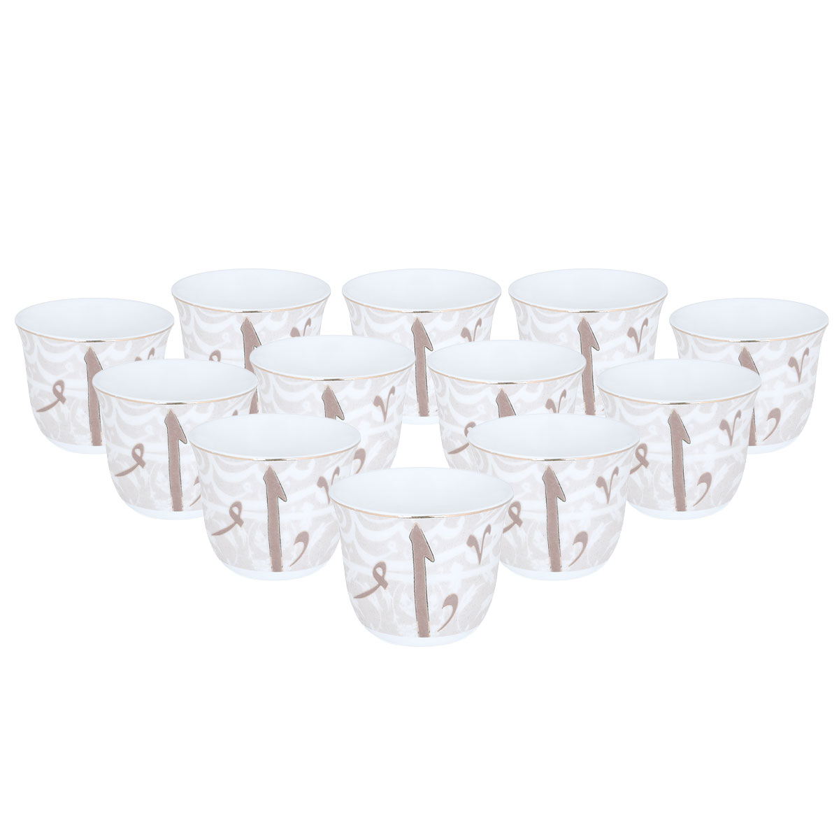 طقم فناجين قهوة عربي بورسلان السيف غاليري، 12 قطعة - ابيض ذهبي product image 2