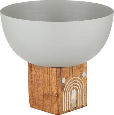 وعاء تقديم ستانلس استيل السيف غاليري، 15.5x15.5x13.5 سم، قاعدة خشب - بيج خشبي product image 2