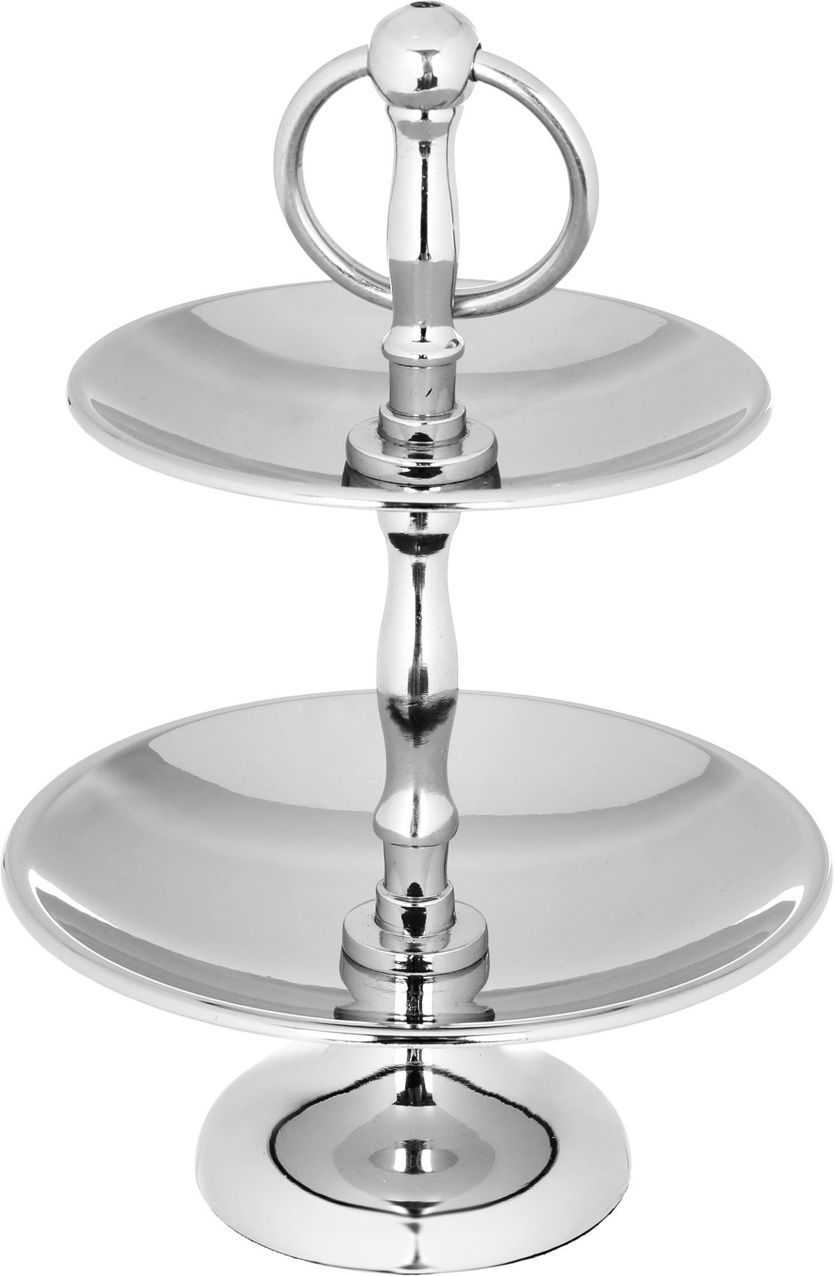 Steel Al Saif Gallery serving stand, circular, two floors - silver product image