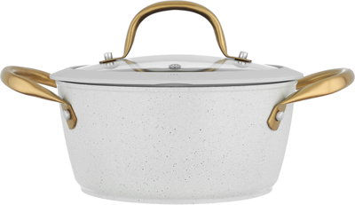 Rocky Granite Cookware Set with Glass Lid and Gold Handle, 7 Pieces - Beige product image 3
