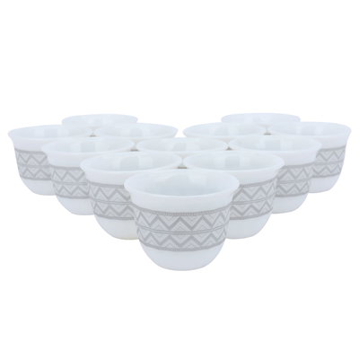 طقم فناجين قهوة عربي سلمي بورسلان السيف غاليري، 12 قطعة - ابيض فضي product image 1