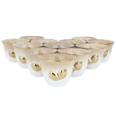 طقم فناجين قهوة عربي بورسلان السيف غاليري، 12 قطعة، 100 مل، بحافة ذهبي - بيج product image 2